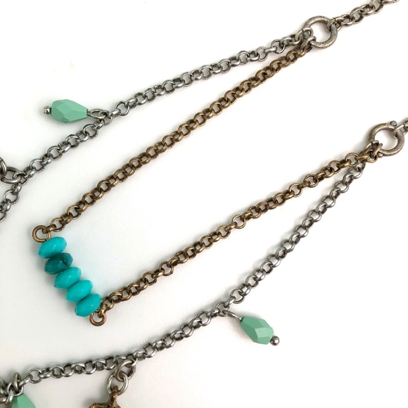 🎉HP🎉 LUCKY BRAND Faux Turquoise Silver Tone Feather Charm Necklace 18" NEW! - Picture 7 of 13